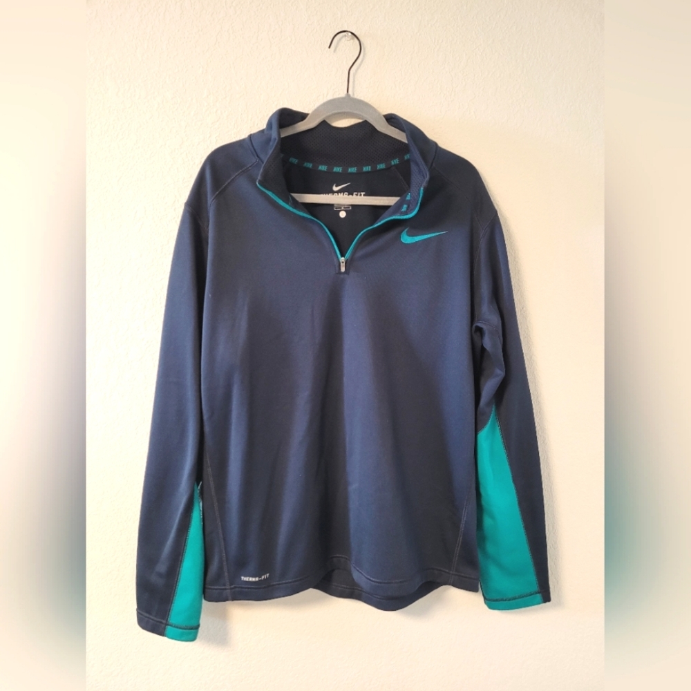 Nike Navy and Teal Quarter Zip L